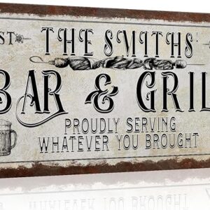 Tailored Canvases Custom Bar and Grill Sign - Canvas Wall Art Decor for Man Cave, Hideout, Kitchen, Pub, Diner and Restaurant - Rustic Bar & Grill Hook on Cloth with 1 Beer Mug and Griller, 20x10