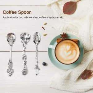 6PCS Coffee Spoons, Tiny Spoons Vintage Carved Coffee Spoon Creative Tableware Espresso Spoons Small Tea Spoons Mixing Spoons Mini Dessert Spoons Teaspoons Candy Spoons Cocktail Spoon for Coffee Bar