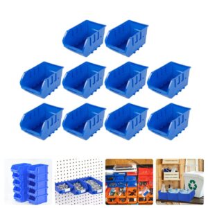 DOITOOL Multitools 10PCS Plastic Storage Bin Hanging Stacking Containers, Stackable Storage Bins Workshop Tool Organizer Bins for Parts Garage ( 14 x 8 x 7cm ) Wall Mounted Jewelry Organizer