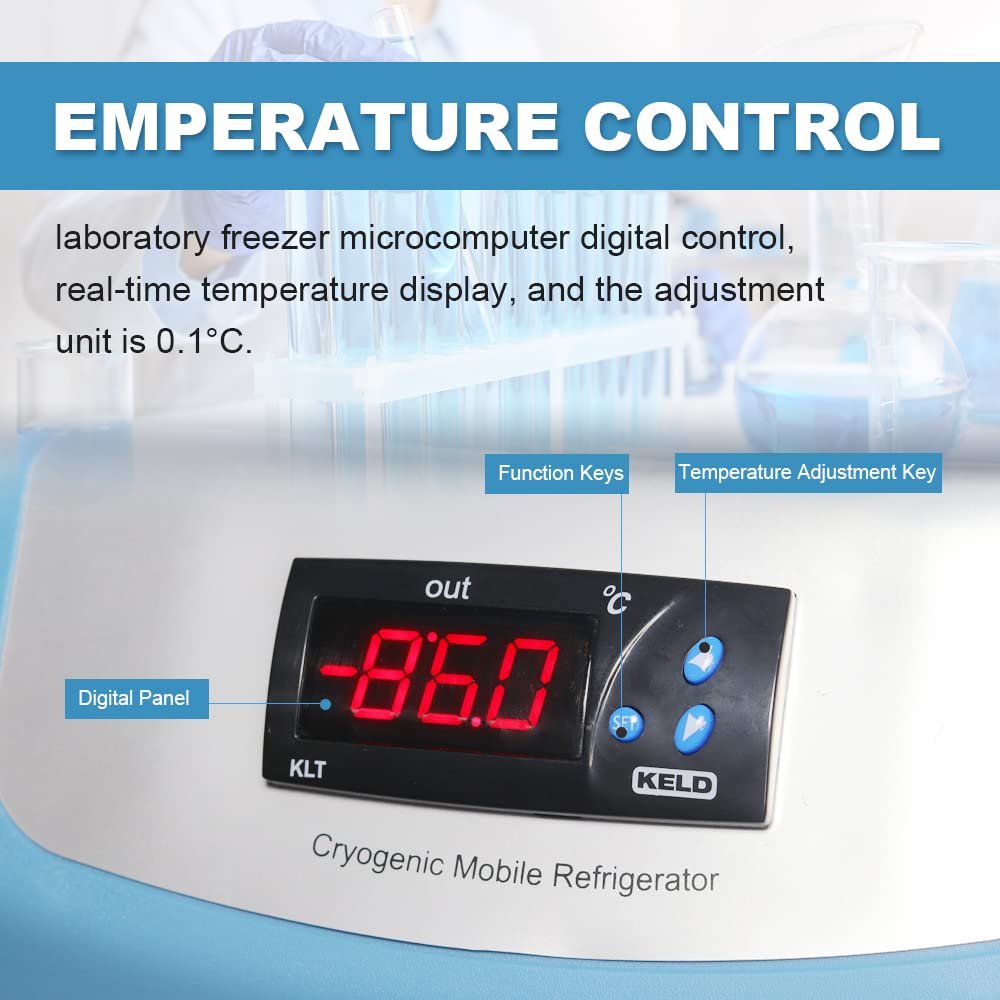 20L Ultra-Low Temperature Freezer-86°C Lab Cryogenic Freezer -123 °F Samples Flash Freezer for Laboratory Samples Storage (20L)