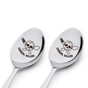 funny gifts—2 pcs cereal killer engraved spoon personalized gift for birthday gift,wedding gift,thanksgiving day gift,christmas gift