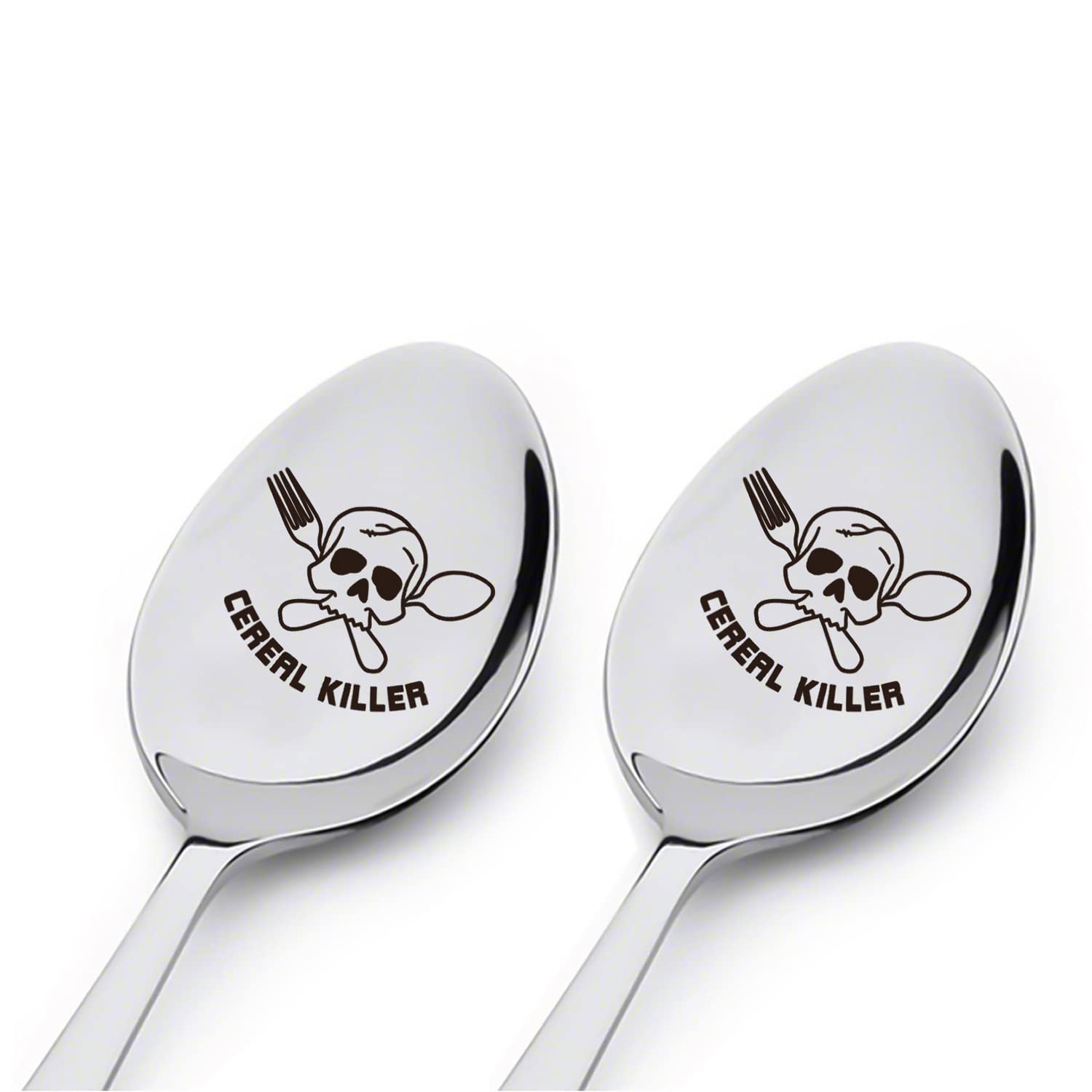 Funny Gifts—2 Pcs Cereal killer Engraved Spoon Personalized Gift for Birthday Gift,Wedding Gift,Thanksgiving Day Gift,Christmas Gift