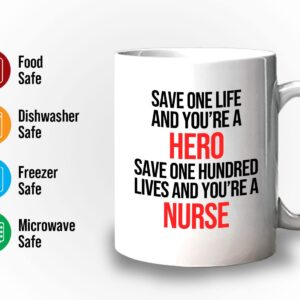 Bubble Hugs Nurse Coffee Mug 11oz White - Save one and you’re - Labor Clinical Certified Nursing Assistant Surgical Emergency Oncology Practitioner