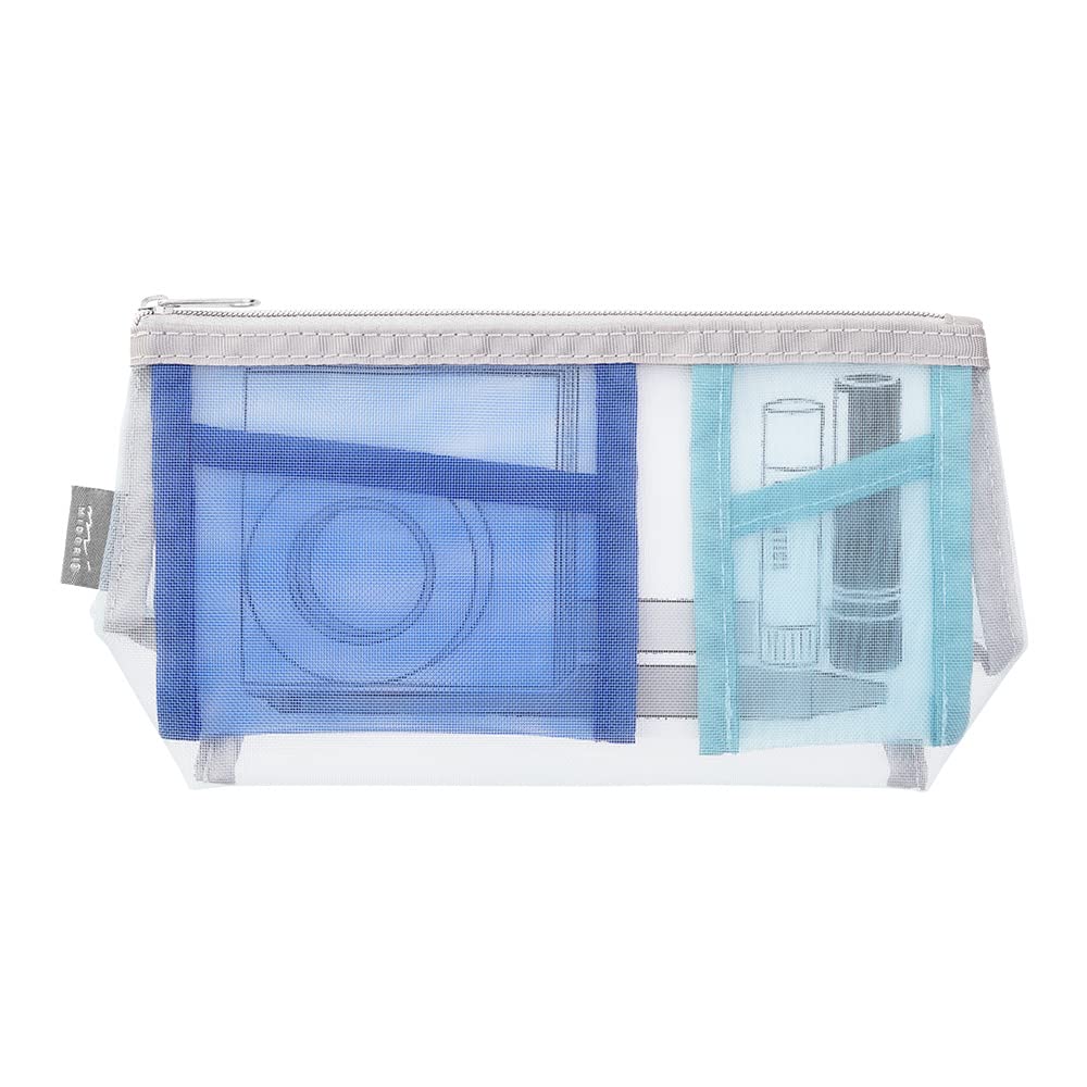 DESIGNPHIL 53353006 Mesh Pouch, Pen Case, Tool Pouch, Gusset, Light Blue