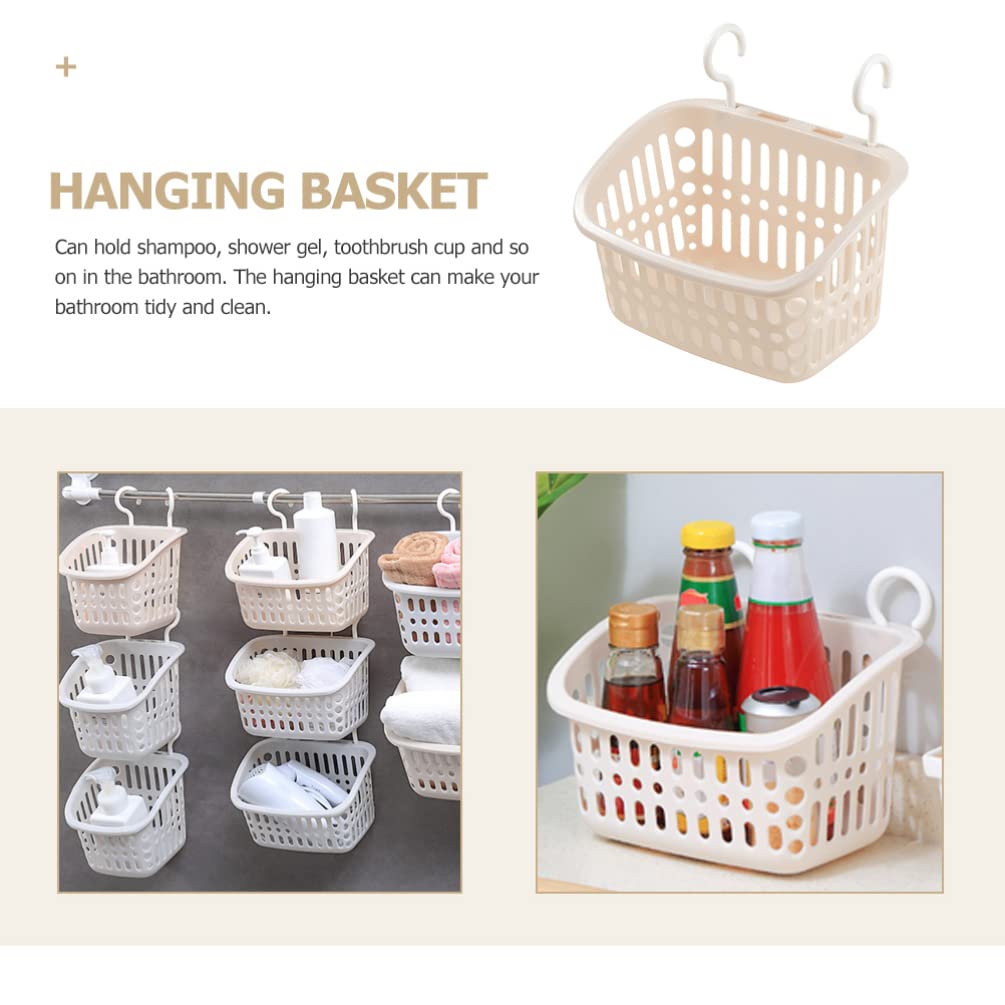 Cabilock 2Pcs Hangable Storage Basket Wall Hanging Baskets for Storage Towel Storage Plastic Hanging organizing Basket Bathroom Hanging Basket Toiletry Organizer with Hook Silk Screen pp