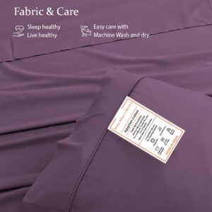 Banke Bihari Collection 1000 TC Pure Egyptian Cotton Plum Duvet Cover Oversized King 116x98 Inch + 2 Pillowcases Zipper Clouser & Corner Ties Quilt case Hotel Quality Soft Feel Comfortable (Pinch)