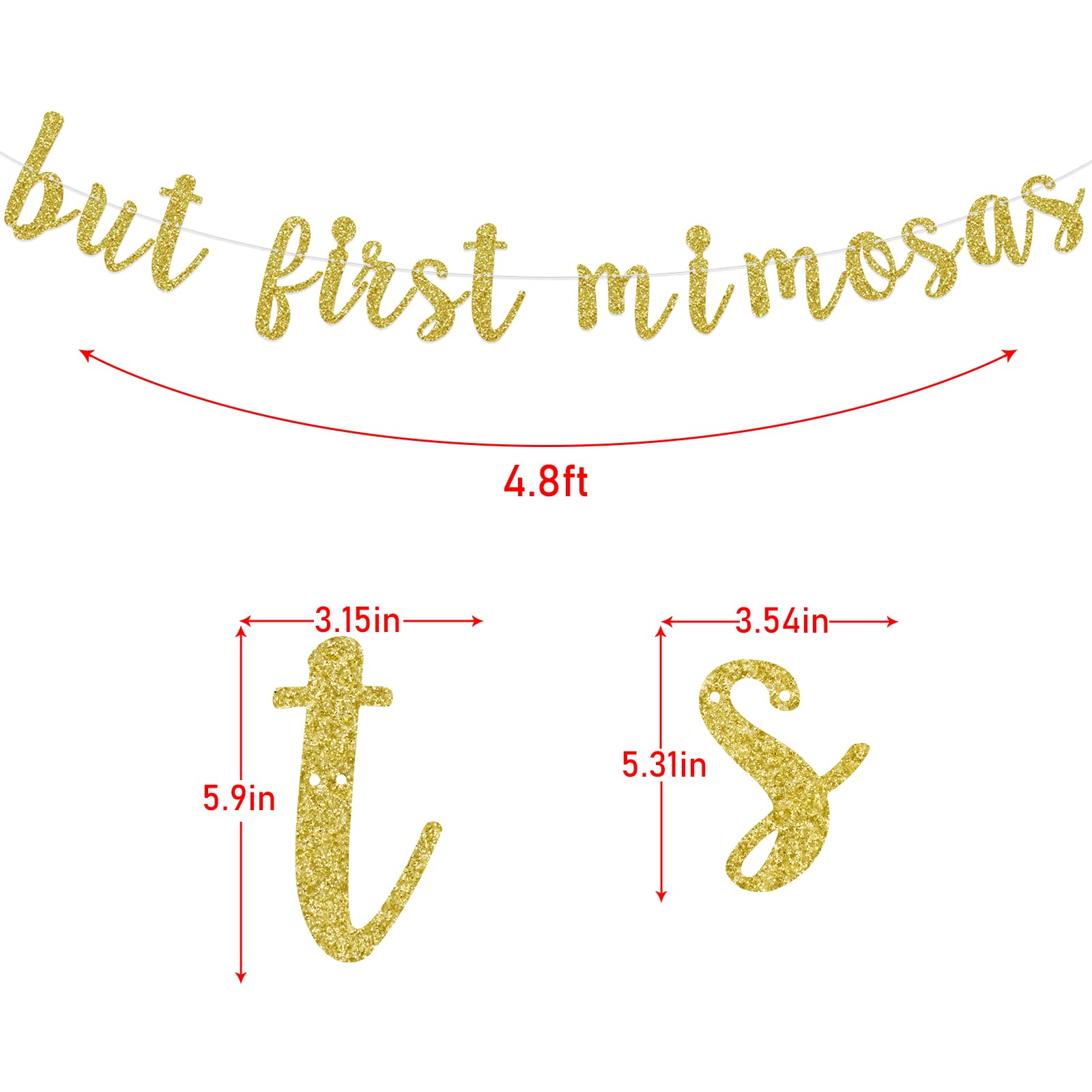 But First Mimosas Banner, Bachelorette, Bridal Shower Brunch Party Decorations, Bubbly Bar Sign, Drinks Hanging Bunting for Baby Shower, Gold Glitter