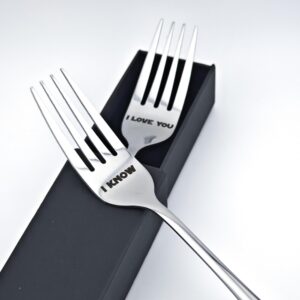 I LOVE YOU/I KNOW Pair of Forks For Couple 7.9" Laser-engraved Fork With Gift Box, Valentine Gift For StarWars Fans