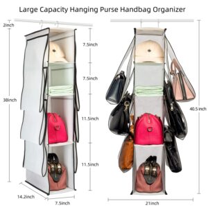 SAVERHO Hanging Purse Handbag Organizer,Closet Purse Handbag Organizer for Wardrobe Space Saving Closet Organizers System with 10 Compartments Handbag Holder (White)