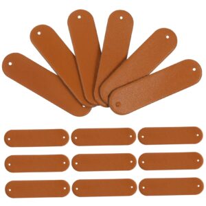 milisten 100pcs diy blank leather labels, handmade pu leather tags, embossed clothing tag with holes for jeans bags shoes hat jewelry making crafts, sewing clothing and more, brown