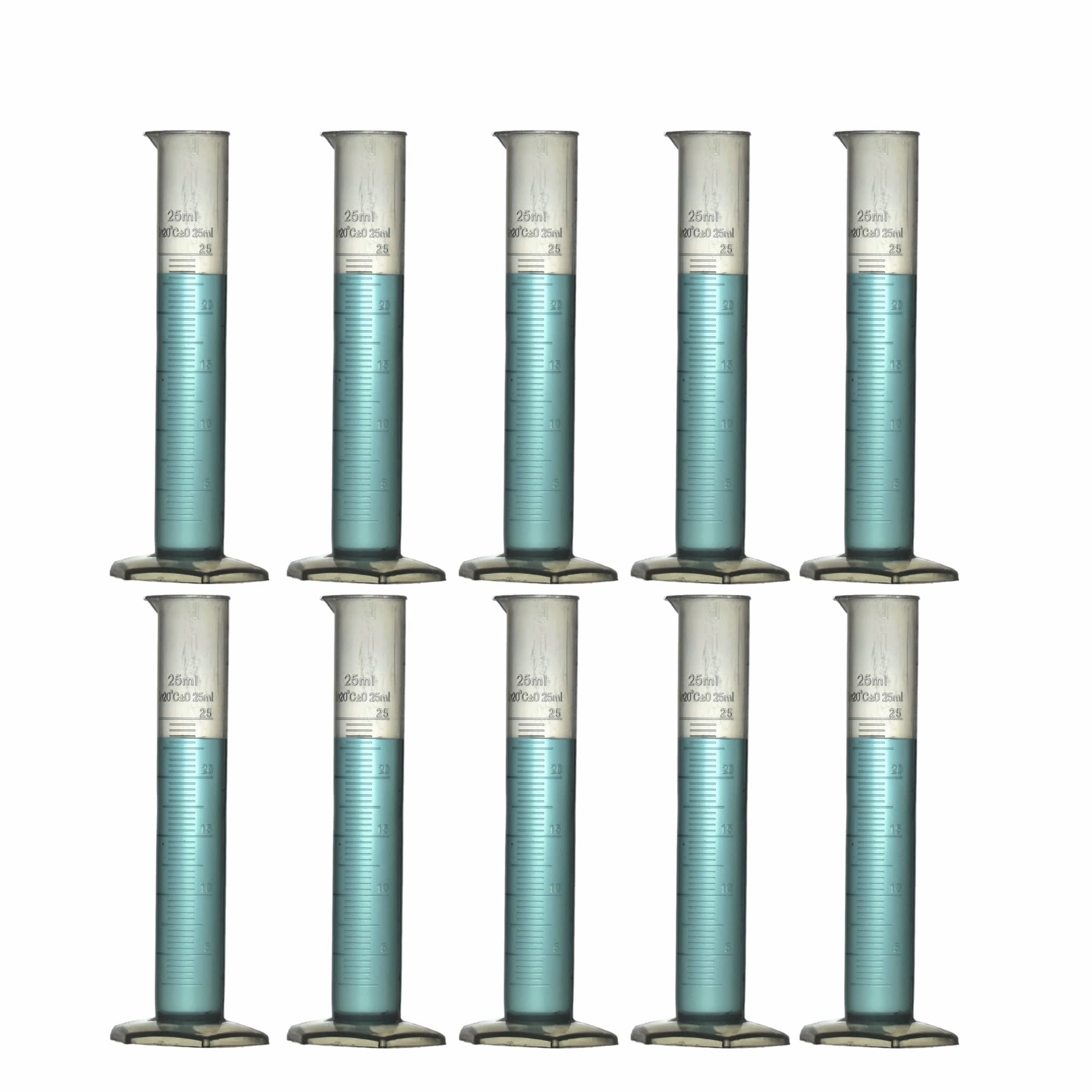 Graduated Measuring Cylinder Polypropylene Plastic 25ml 10-Pack (25ml, 10)