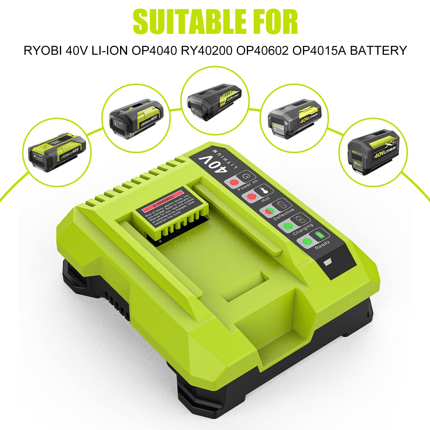 AYTXTG 40 Volt 6500mAh Lithium-ion Battery for Ryobi 40V Battery Cordless Tools OP4040 OP4026 OP4030 OP4050 OP4060A 40V Ryobi Battery with Ryobi 40v Charger OP401