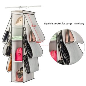 SAVERHO Hanging Purse Handbag Organizer,Closet Purse Handbag Organizer for Wardrobe Space Saving Closet Organizers System with 10 Compartments Handbag Holder (White)