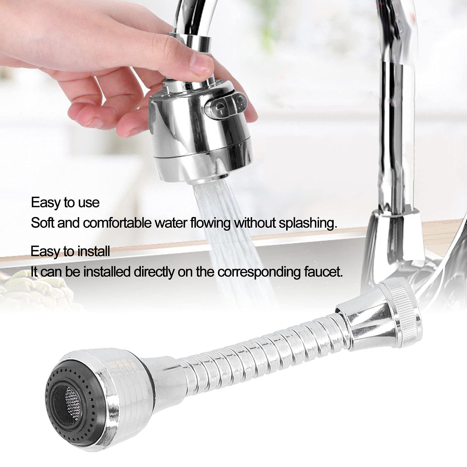 Alvinlite Flexible Faucet Sprayer Attachment, Kitchen Faucet Extension Hose Universal Rotate Water Tap Hose for Kitchen Home Restaurant