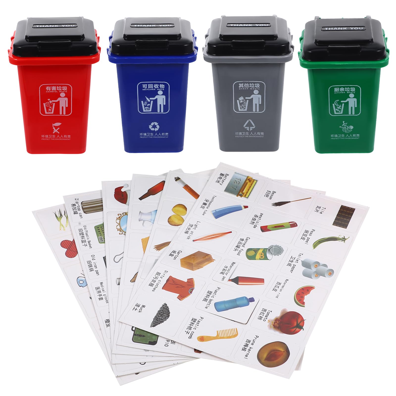 Kisangel Kids Sports Toys Mini Garbage Trash Bin Pen Holder Unique Tiny Size Recycle Can Set Desktop Pencil Cup Red Green Blue Gray- 1 Pack Toodler Toys