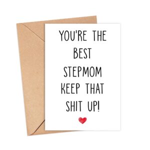 Arezzaa You're The Best Stepmom Keep That Shit Up - Stepmom Birthday Card - Funny Card For Stepmom - Thank You For Being My Stepmom - Card Gifts For Stepmom - Birthday Gifts For Stepmom, 5 x 7 inches