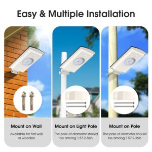 Malitupy Solar Street Lights Outdoor, Cool White/Warm White Solar Street Light Dusk to Dawn/Motion Sensor, 1300LM IP65 Waterproof, Dimmable Remote Control Solar Street Light for Yard Path Driveway