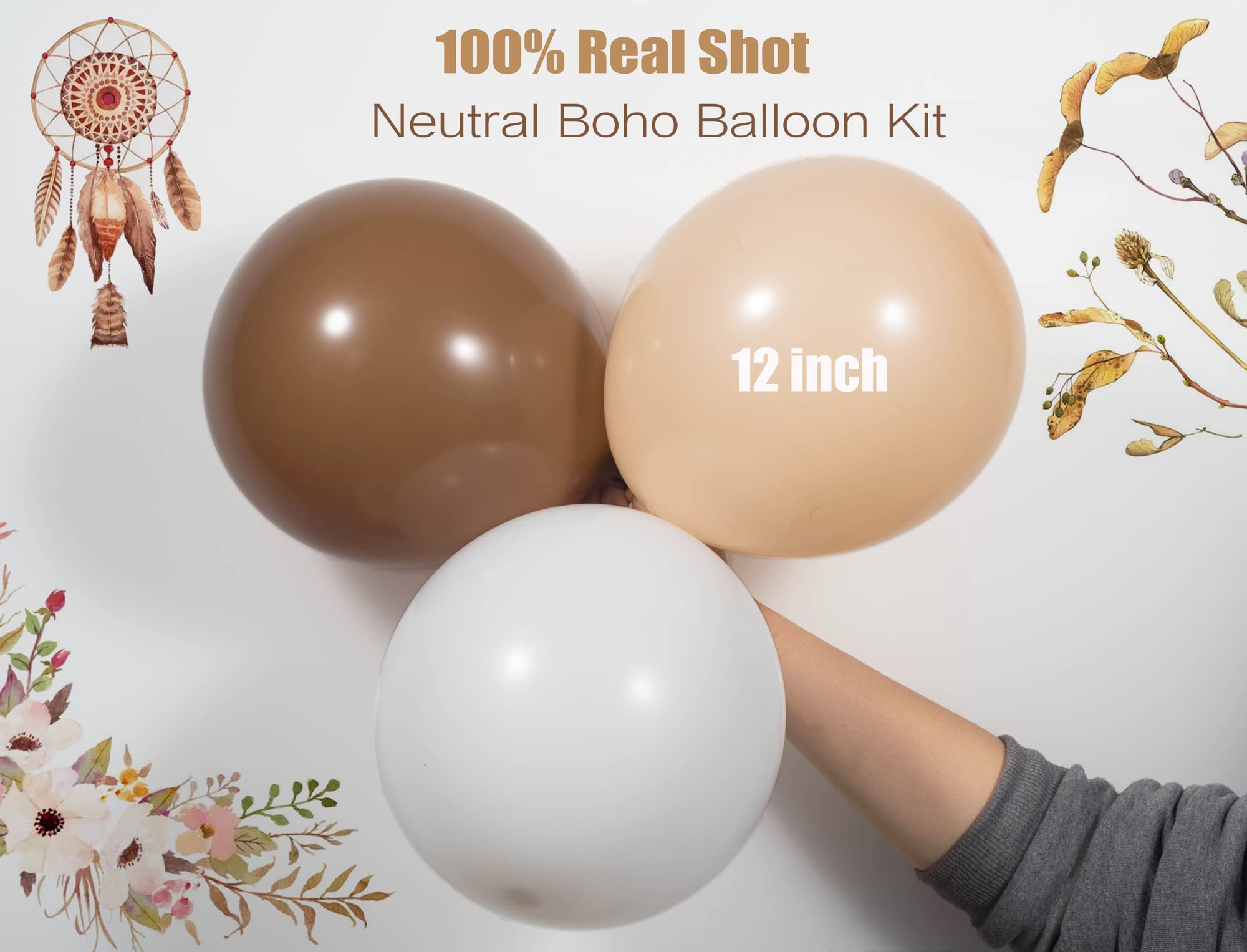 Neutral Balloon Garland Kit Boho Gender Reveal Balloons Arch Brown Nude Tan Coffee Beige Cream Matte White Dark Light Latex Globos Different Sizes Teddy Bear Baby Shower Safari Decoration For Boy Girl