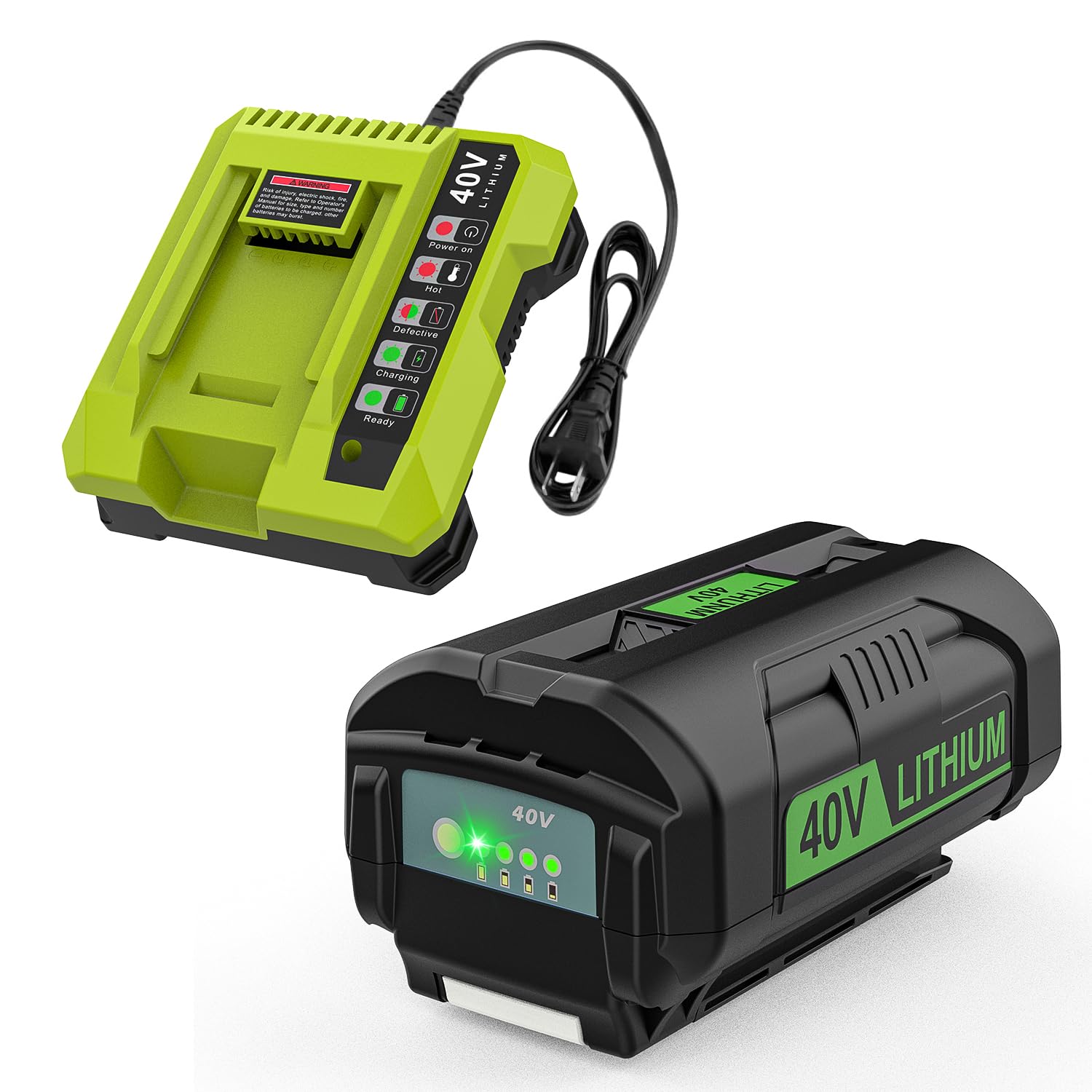 AYTXTG 40 Volt 6500mAh Lithium-ion Battery for Ryobi 40V Battery Cordless Tools OP4040 OP4026 OP4030 OP4050 OP4060A 40V Ryobi Battery with Ryobi 40v Charger OP401