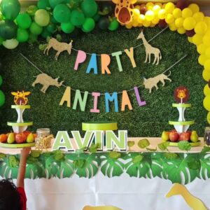 WAOUH Party Animal Birthday Banner for Baby - Zoo Party Decor,Circus Party Decor for Baby Showers,Glittering Photo Props,Jungle Safari Animal Party Supplies