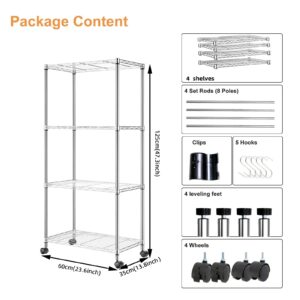 Storage Shelves,Shelf Adjustable Wire Shelving Unit,Sturdy Steel Metal Shelves Heavy Duty Shelving Units and Storage with Casters for Garage,Living Room,Bathroom, 36L X 14W X 59H.5Tier Black