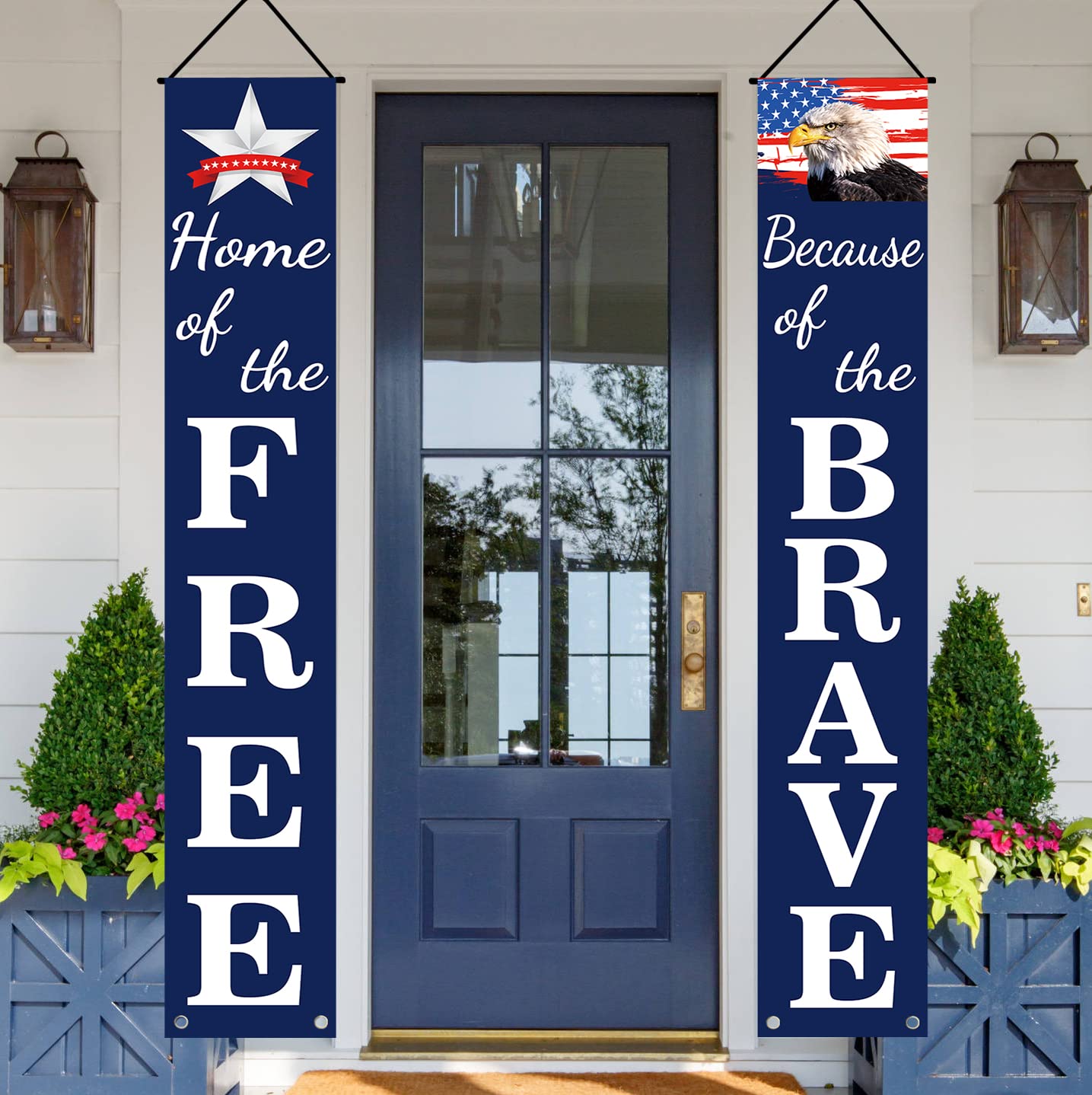 4th of July Decorations Patriotic Decor Pre-assembled Hanging Banners Memorial Day Flag Labor Veterans Armed Forces Military Homecoming Red White Blue Decorations