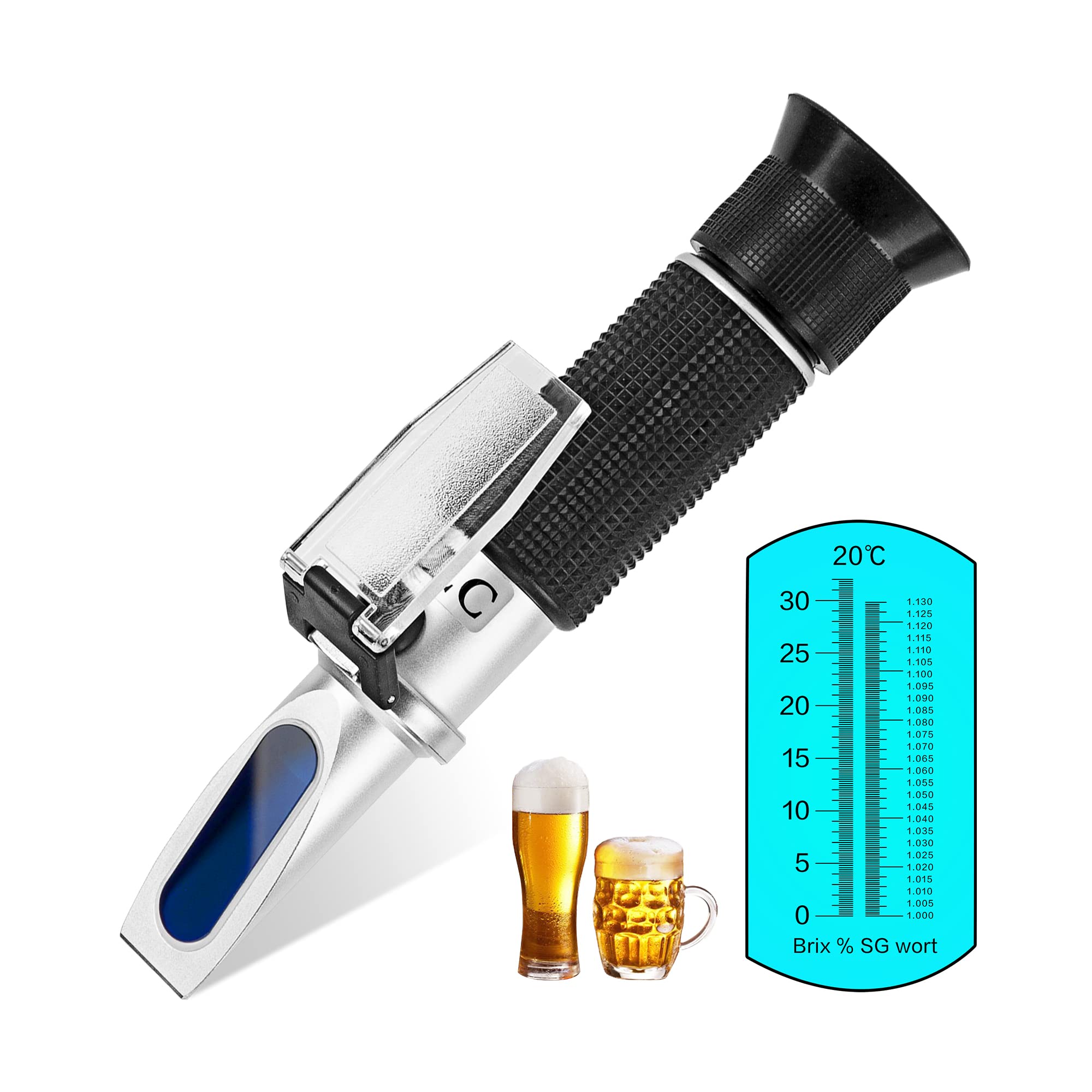 LACHOI 3-in-1 Antifreeze Refractometer with ATC Antifreeze Tester for Checking Freezing Point of Automobile Antifreeze System Battery Acid and Windshield Washer Fluid 3-in-1 coolant Tester