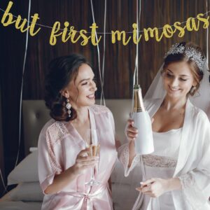 But First Mimosas Banner, Bachelorette, Bridal Shower Brunch Party Decorations, Bubbly Bar Sign, Drinks Hanging Bunting for Baby Shower, Gold Glitter