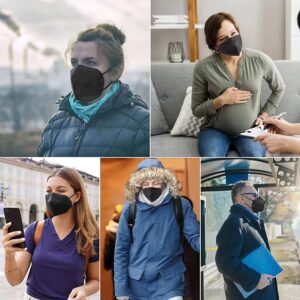 SDIW 100PCS KN95 Masks Black Face Masks 5 Layer Masks Filter Efficiency≥95% with Elastic Ear Loop and Nose Bridge Clip Breathable Face Mask