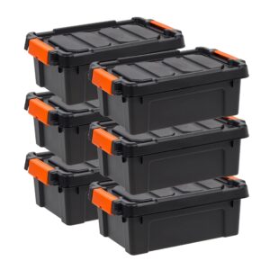 iris 13 quart heavy duty plastic storage box, black pack of 6