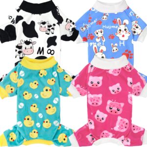 xpudac 4 piece dog pajamas for small dogs pjs clothes puppy onesies outfits for doggie christmas shirts sleeper for pet cats jammies-xs