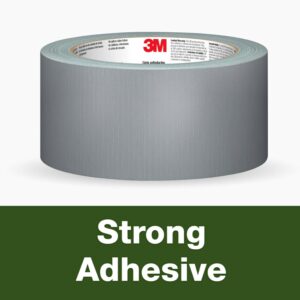 3M Utility Duct Tape, 3 Rolls, 1.88" in x 50 yd, Strong Adhesive, Adheres to Multiple Surfaces, Hand-Tearable, Silver Color Tape, Sticks Instantly, Perfect for Home & Shop Use (1950-3PK)