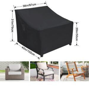 ABCCANOPY Patio Chair Cover Durable and 600D UV-Coated Polyester Waterproof Outdoor Furniture Cover High Back Chair Single Sofa Cover Stackable Chair Cover 40x38 Inches Black