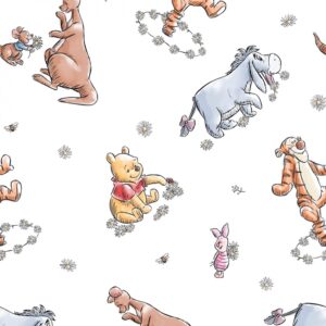 springs textiles winnie the pooh fabric classic pooh & friends in white 100% cotton fabric by the yard, 44 inches