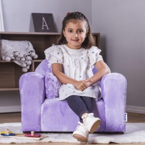 Keet Child Size Chair, Cozy Line, Minky Fabric, Comfortable and Durable Kids Chair, Kids Chairs Comfy Toddler, Toddler Sofa Couch for Girls and Boys, Kids Couch Chair, Ages 2-5 Years, Lavender