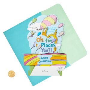 Hallmark Dr. Seuss Pop Up Graduation Card Money or Gift Card Holder (Oh, the Places You'll Go!) for High School, Kindergarten, Middle School, College and College Graduates - 3D Paper Wonder Card