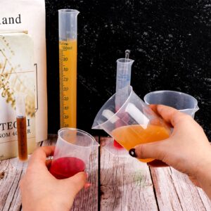 23Pcs Plastic Graduated Cylinders Beakers Set- 6 Clear Plastic Graduated Cylinders 25/50/100/250/500/1000ml, 4 Plastic Beakers 10/25/50/100ml with 8 Plastic Droppers and 5 Stirring Rod