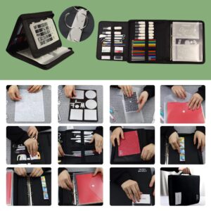 Enjoy Myself Stamp and Die Cut Storage Binder Embossing Folder and Stencil Organizer with Magnetic Sheets and Storage Pocket for Craft Scarpbooking Supplies and Stationery, 2 H × 12.5 W × 10 D (Black)