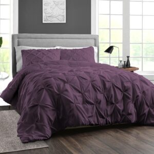 Banke Bihari Collection 1000 TC Pure Egyptian Cotton Plum Duvet Cover Oversized King 116x98 Inch + 2 Pillowcases Zipper Clouser & Corner Ties Quilt case Hotel Quality Soft Feel Comfortable (Pinch)