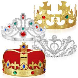 bonuci 4 pcs king crowns queen tiara princess adjustable crowns gold crown funny party hats royal halloween costume prom accessories