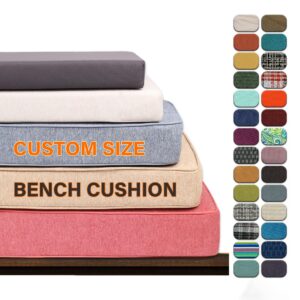 rulaer custom bench cushion: customizable fabrics high- resilience sponge bench cushions for indoor/outdoor furniture with straps and non-slip bottoms durable and waterproof outdoor bench cushion