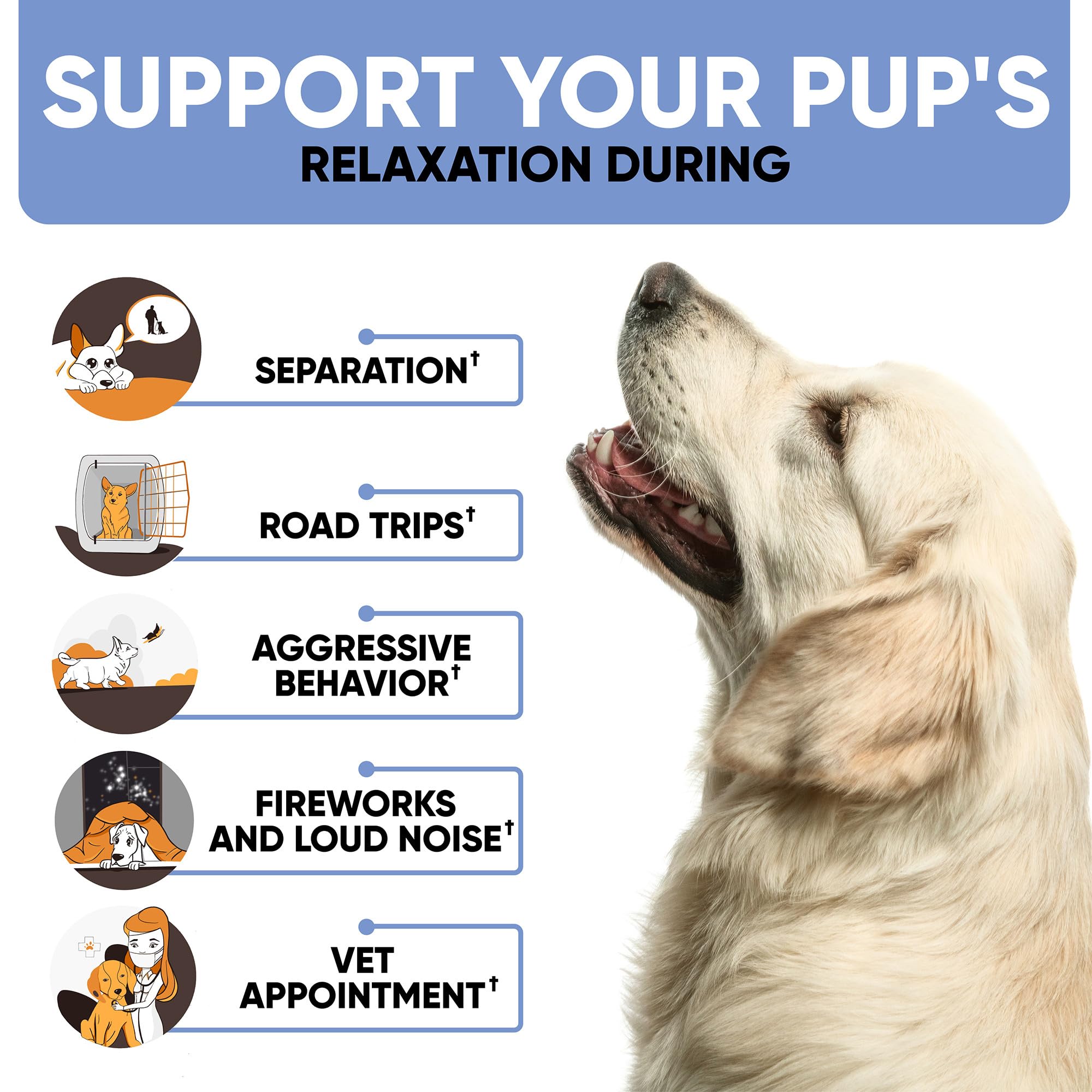 Calming Chews for Dogs - Anxiety Relief for Dogs - Dog Calming Treats with Hemp Oil for All Breeds - Hip & Joint Health - 180 Duck-Flavor Chews - Aid During Fireworks, Thunderstorms, Separation