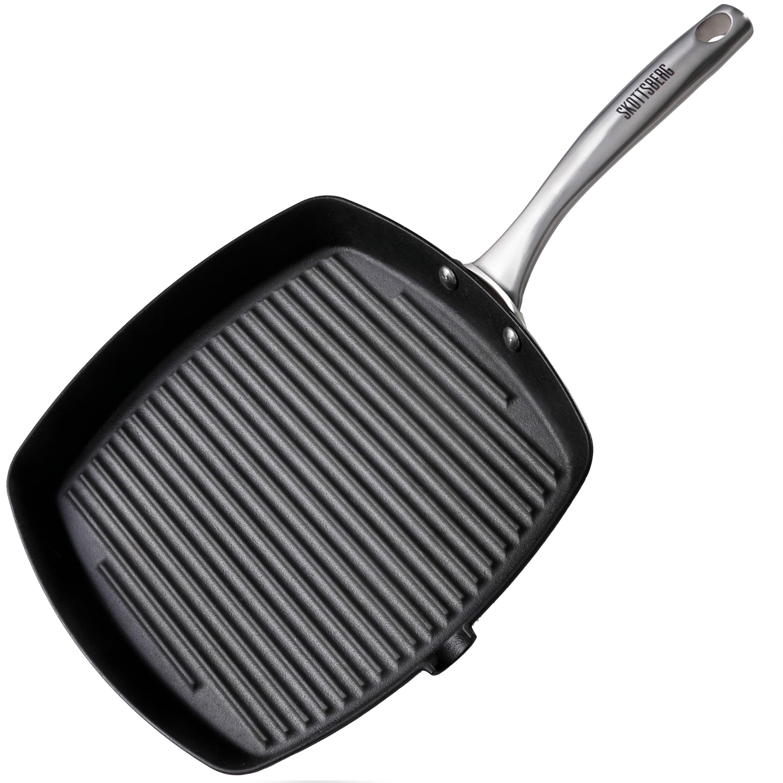 SKOTTSBERG Traditional Cast Iron Grill Pan, Pre-Seasoned (11.0" x 11.0") – Natural Non-Stick Layer, Suitable For All Heatsources