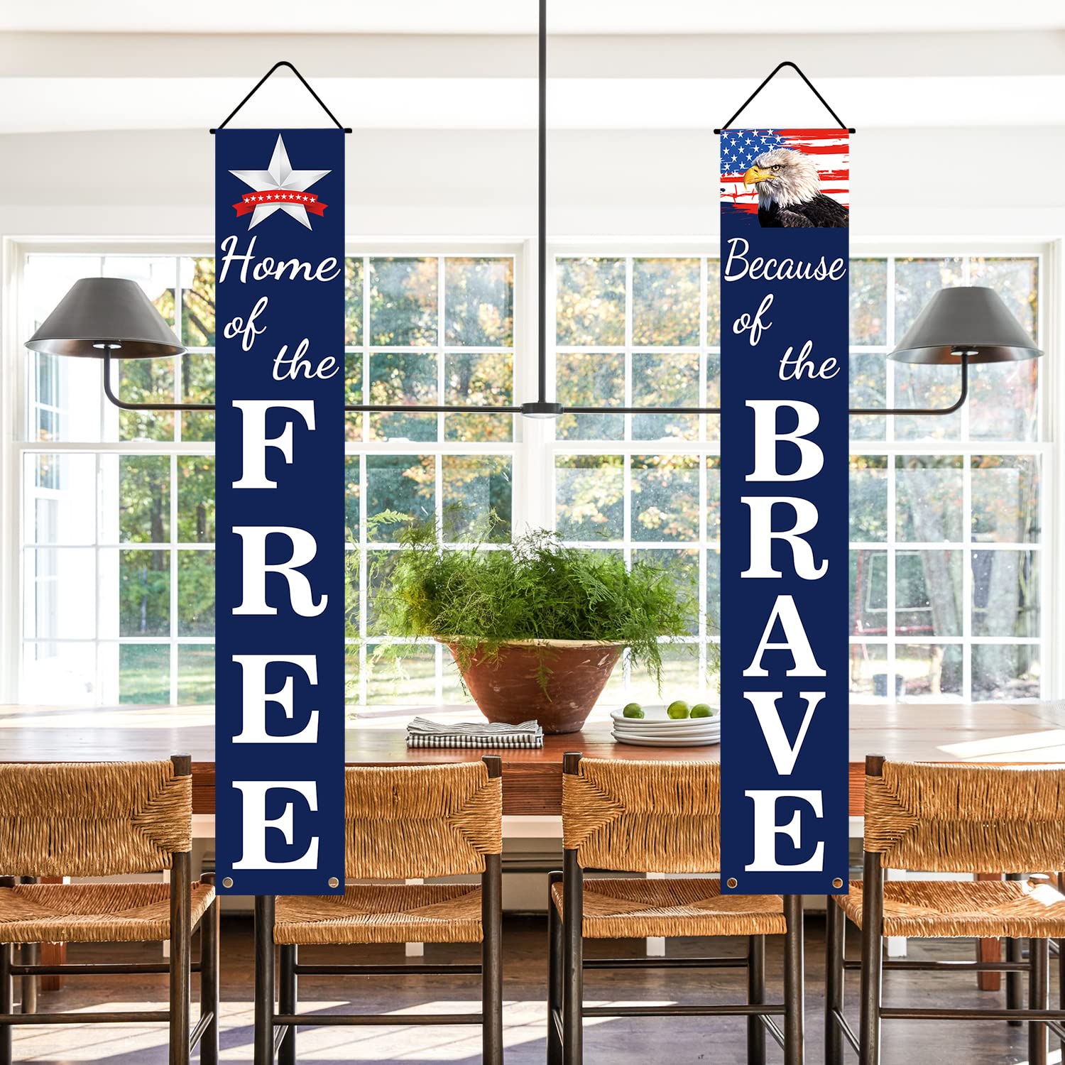 4th of July Decorations Patriotic Decor Pre-assembled Hanging Banners Memorial Day Flag Labor Veterans Armed Forces Military Homecoming Red White Blue Decorations