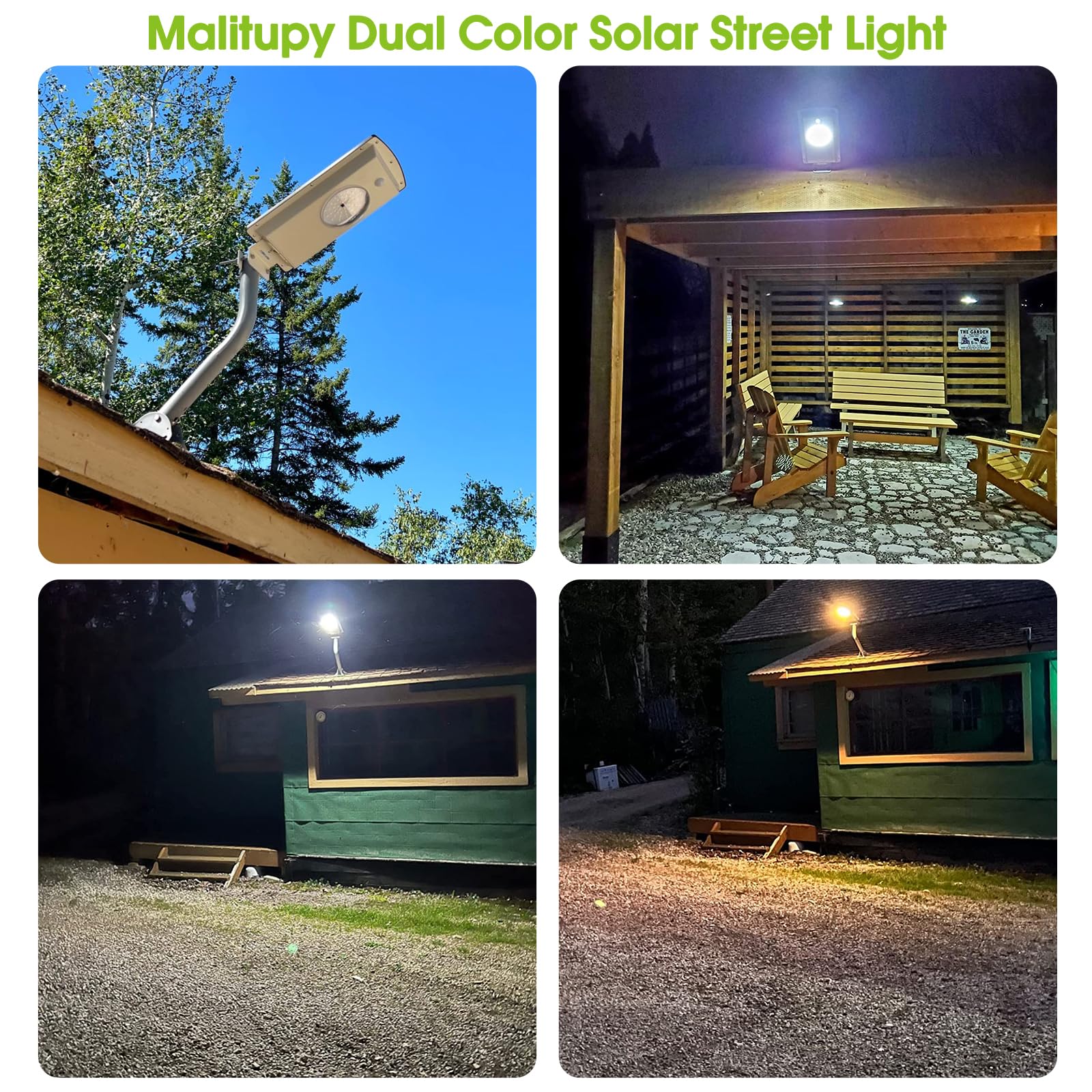 Malitupy Solar Street Lights Outdoor, Cool White/Warm White Solar Street Light Dusk to Dawn/Motion Sensor, 1300LM IP65 Waterproof, Dimmable Remote Control Solar Street Light for Yard Path Driveway