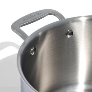 Made In Cookware - 8 Quart Stainless Steel Stock Pot With Lid - 5 Ply Stainless Clad - Professional Cookware - Crafted in Italy - Induction Compatible