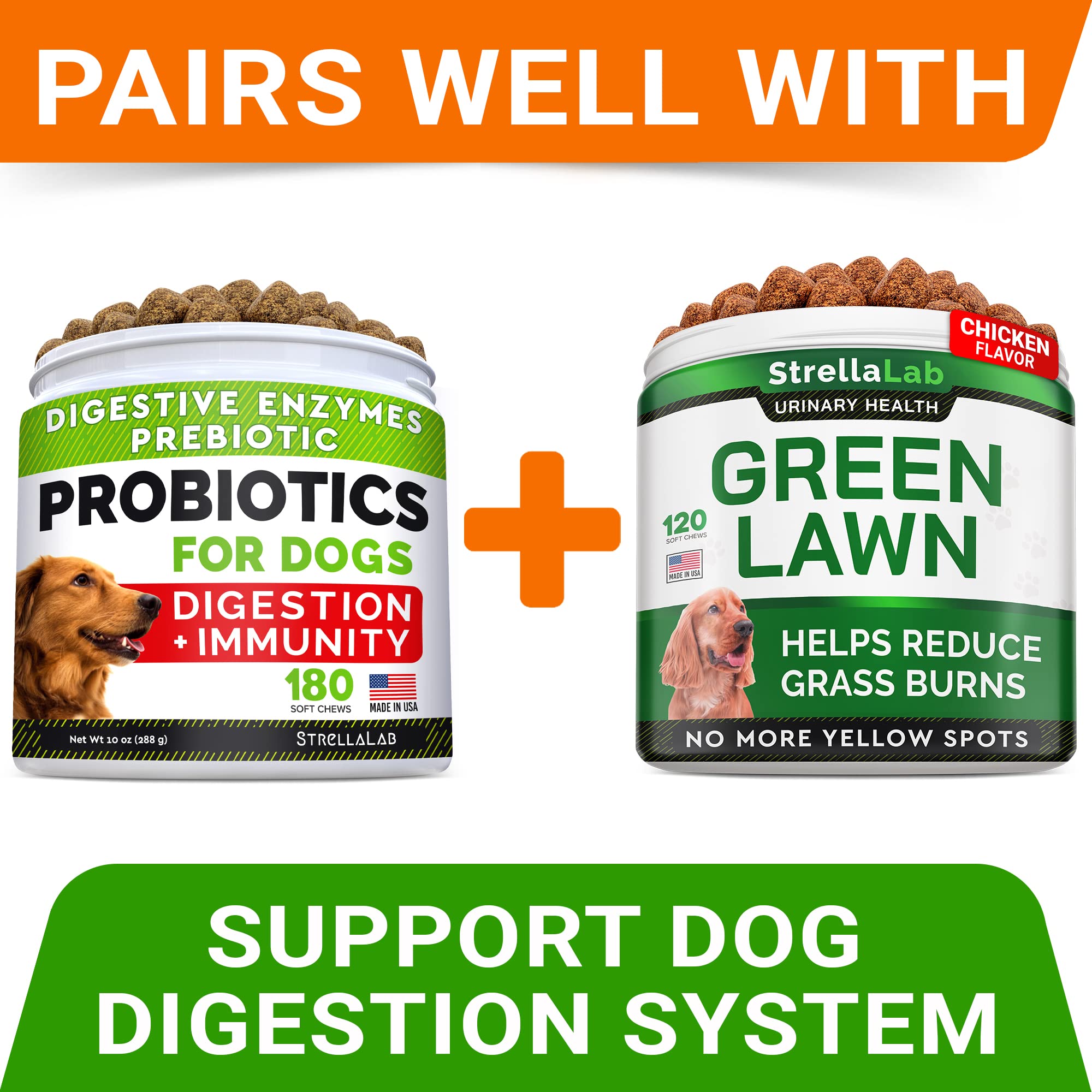 STRELLALAB Grass Burn Spot Chews for Dogs - Dog Urine Neutralizer for Lawn - Dog Pee Lawn Spot Saver - Natural Treatment Caused by Dog Urine - Grass Treatment Rocks -DL-Methionine+Enzymes - 120 Chew