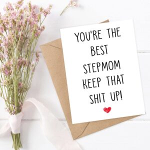 Arezzaa You're The Best Stepmom Keep That Shit Up - Stepmom Birthday Card - Funny Card For Stepmom - Thank You For Being My Stepmom - Card Gifts For Stepmom - Birthday Gifts For Stepmom, 5 x 7 inches