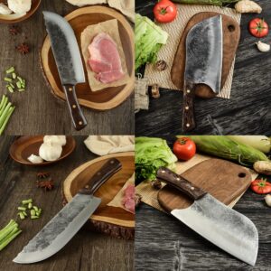 FULLHI 12pcs Chef/Butcher Fish Knife Set, High Carbon Steel Hand Forged Boning bbq Knife Set With Knife Bag for Kitchen, Camping, BBQ