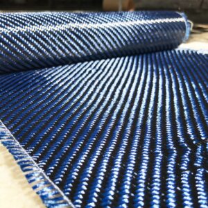 (1 ft -25 ft rolls) karbxon - 12 in - carbon fiber aramid fabric - blue - 3k - 240g/meter - twill weave - advanced cloth fabric - rolled 12” wide hemmed fabric for repair, drones, rc & diy projects